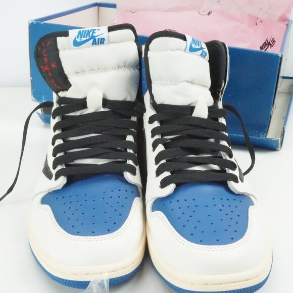 Nike Air Jordan 1 Blue White Travis Hiroshi Cactus Fragment High Shoes Sz 10.5 - Picture 3 of 13